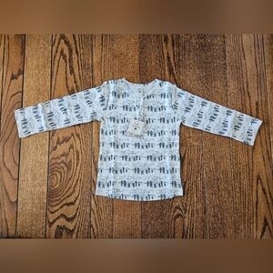 New NWT Kate Quinn Patterned Long Sleeve Shirt Steel Little Mountain 5Y Henley